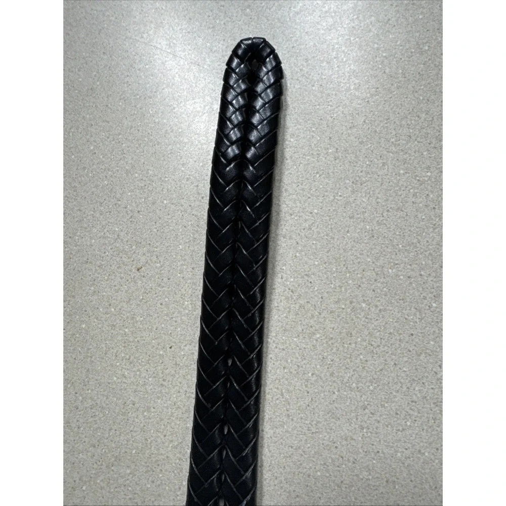 Fossil Vintage Black Leather Braided Woven Belt Size 40